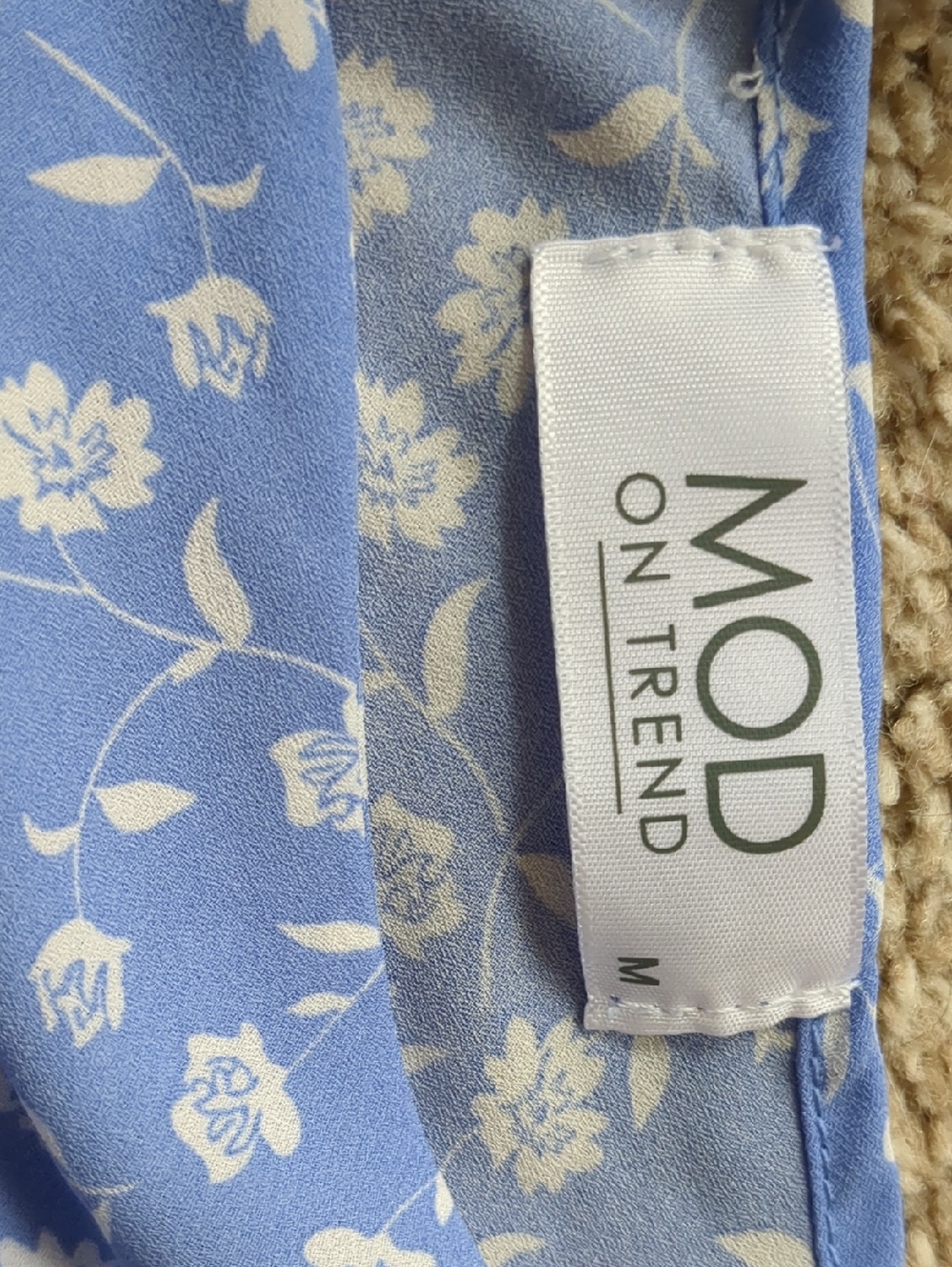 Mod On Trend Blue Floral Smocked Mini Dress | Size M - Picture 2 of 3
